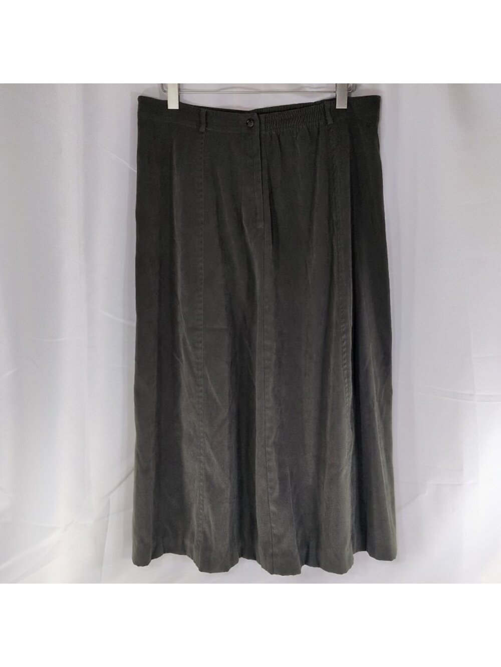 Appleseeds Maxi Skirt Women's 18 18M Green Stretch Belt Loops Long Button Pocket